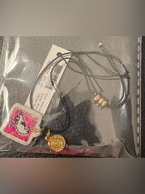 Marc Jacob Adjustable Black Cord Bracelet with Gold Accent Charm